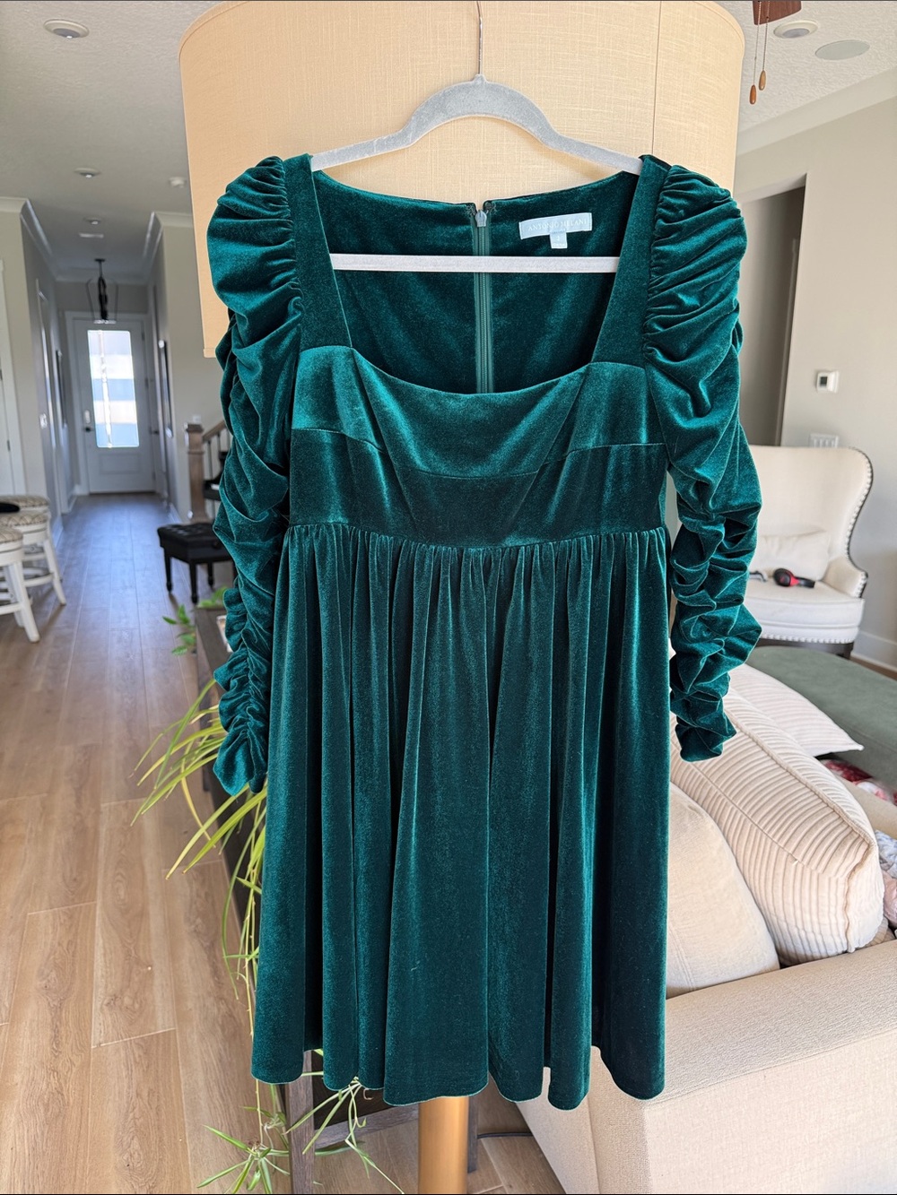 ANTONIO MELANI Emerald Green Velvet Mini Dress